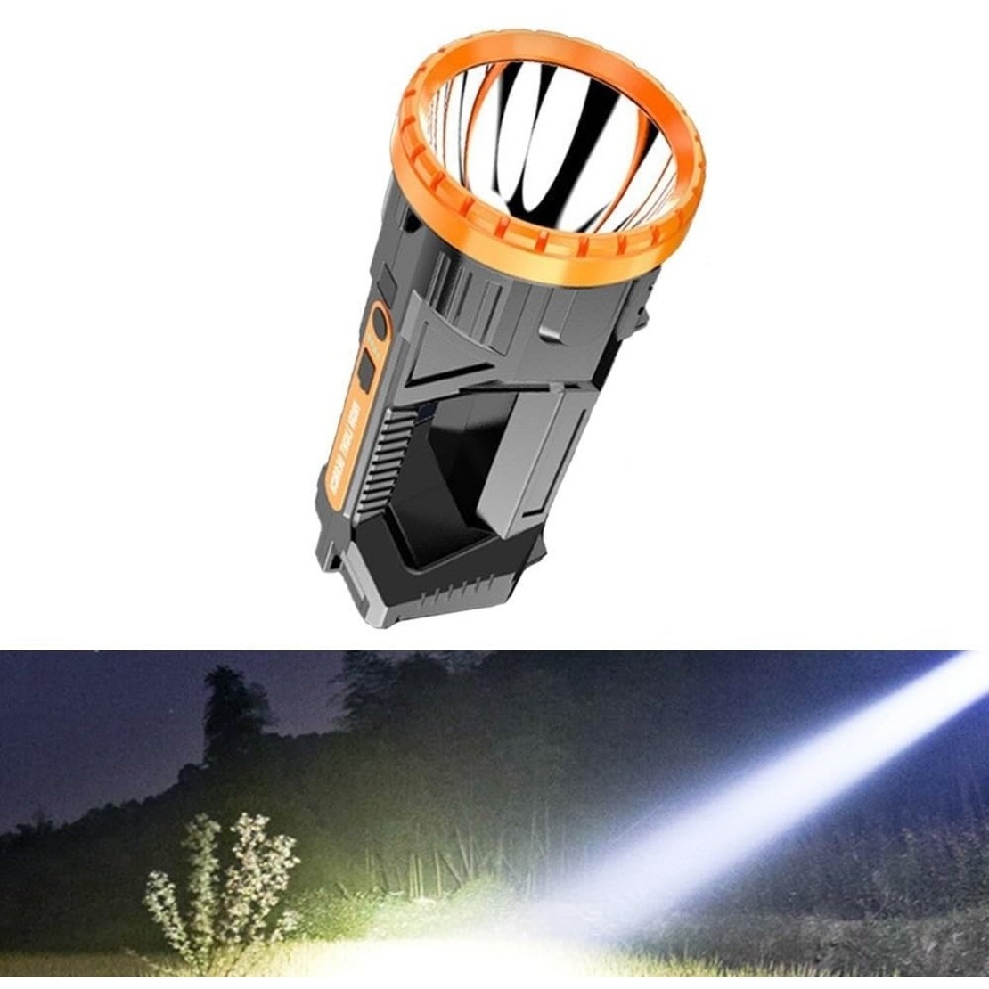Lanterna LED, Vafy, Incarcare USB, Autonomie 8-24h, 2 Surse de Lumina, Principal si Lateral, Raza Maxima 100-200 m, COB, 5W, 23 x 10 x 10 cm, Galben