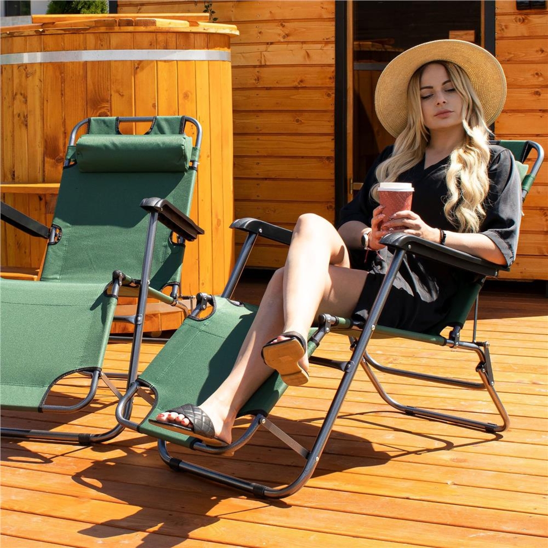 Sezlong pliabil SERSIMO GC5, Relax Zero Gravity, 80x60x153cm, Verde