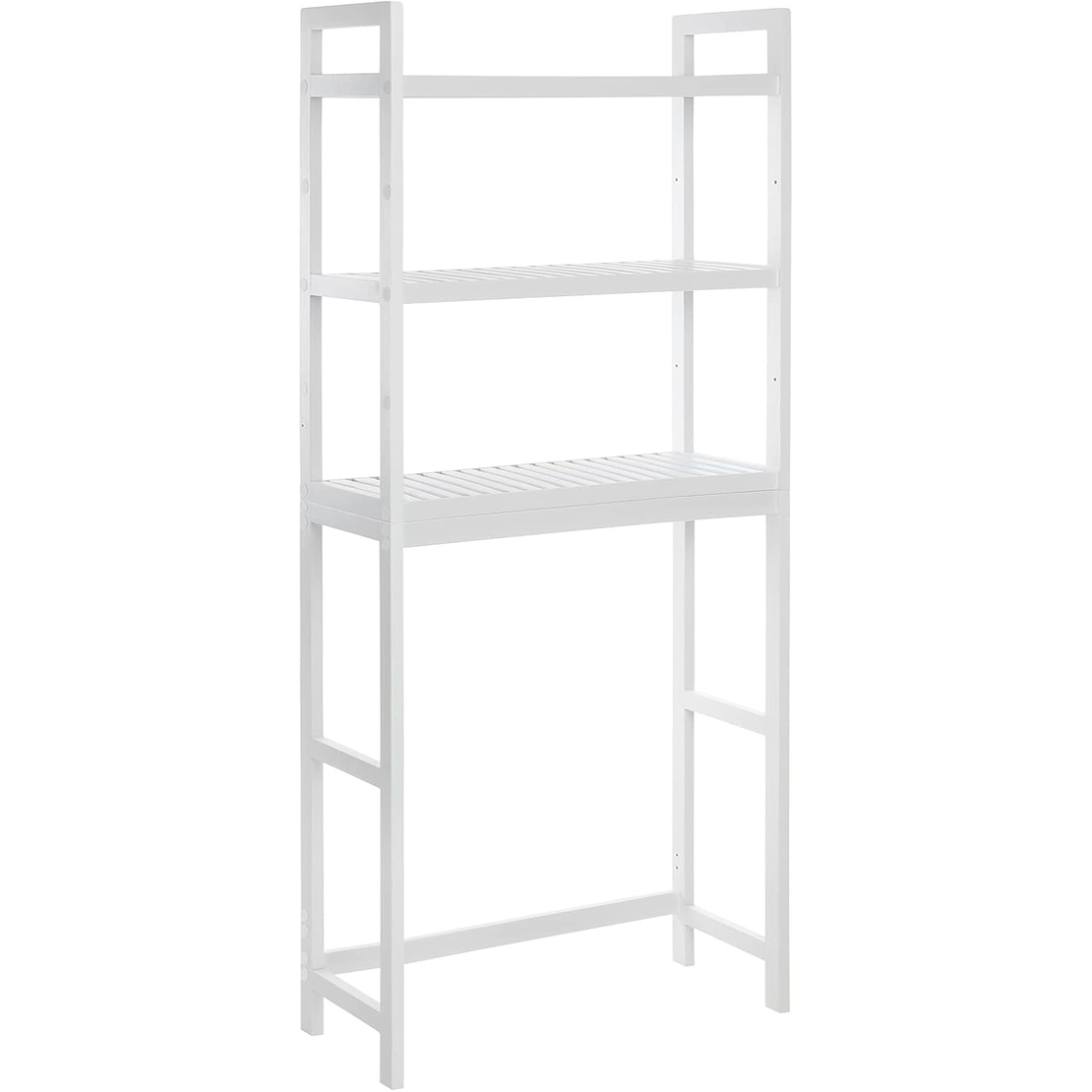 SONGMICS Raft de depozitare pentru baie, suprapunere peste masina spalat sau vas WC, din bambus, rafturi reglabile, 26x63x163 cm, alb
