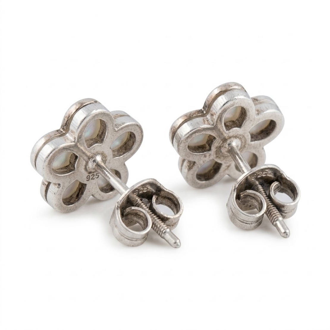 Cercei din Argint 925, Jolie Silver, pentru Dama, Model Floare Cu 5 Petale, 1.74 g, Design Clasic Floral, Argintiu