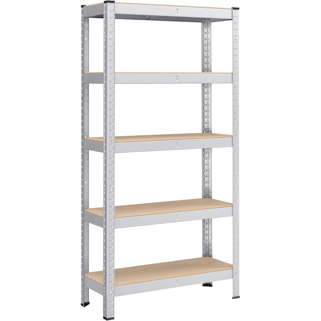 SONGMICS Raft cadru metalic modular pentru depozitare, 5 polite, 150x75x30cm, sarcina 650 kg, argintiu