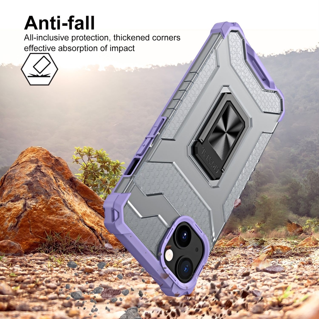 Husa de protectie Vafy compatibila cu Apple iPhone 13 Acrylic Armor cu suport Mov