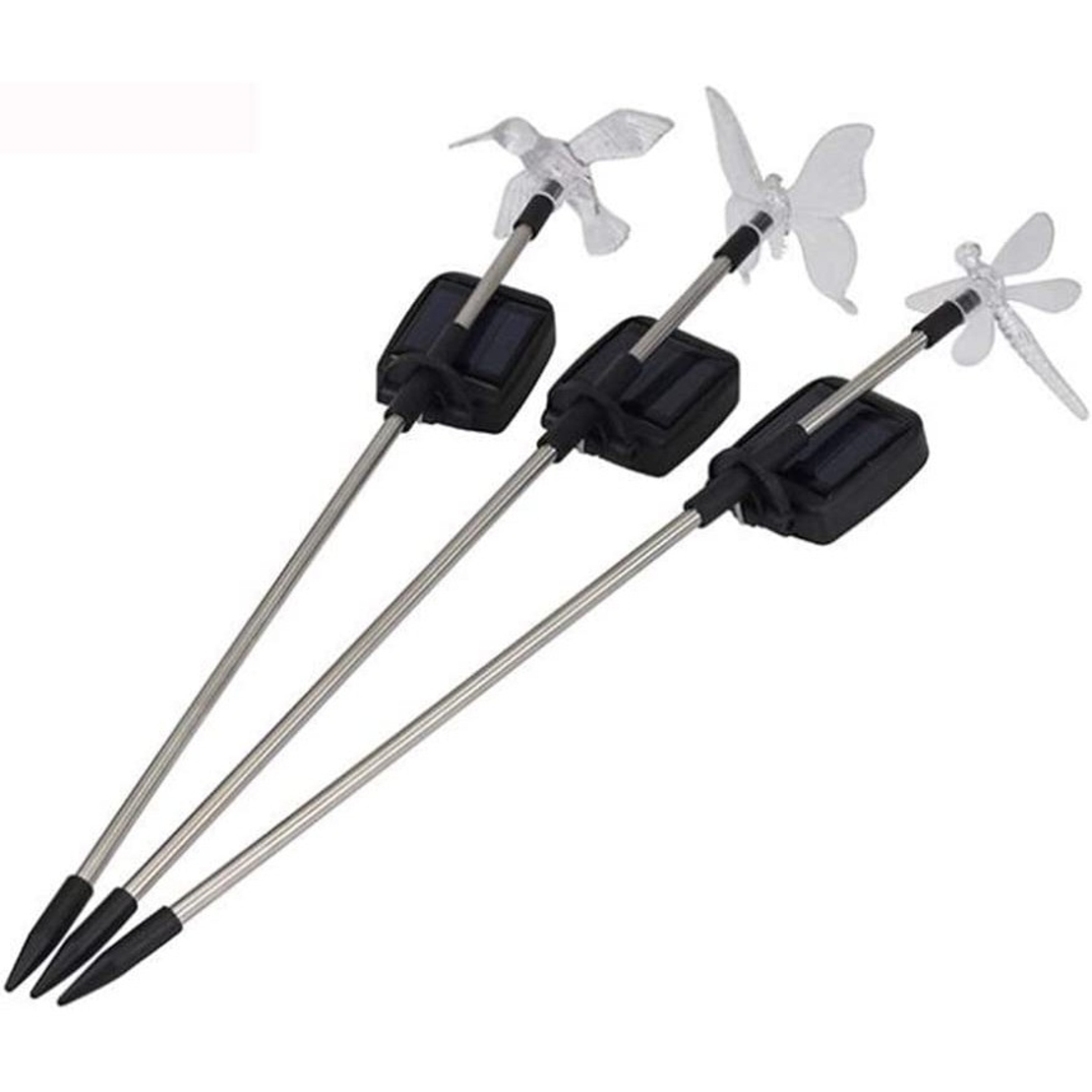 Set 3 Lampi Solare LED tip pasare-fluture-libelula, Inaltime 43 cm, Flippy, Multicolor