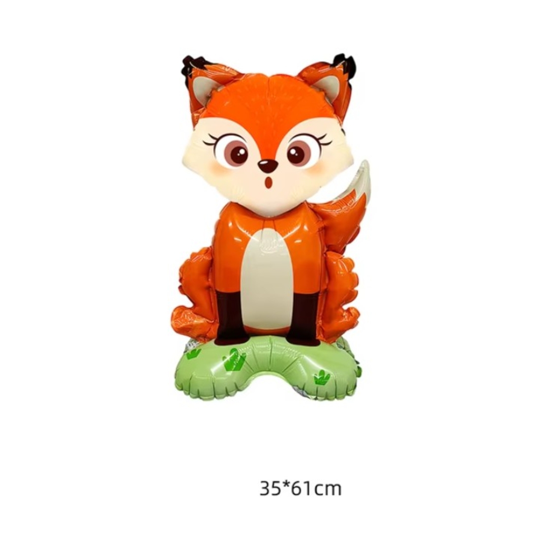 Balon din Folie Metalizata, Vafy, Mini Figurine Animalute, Model Vulpe, Tematica Aniversare, 35x61 cm, Ambalaj Individual, Pai Inclus, Umflare cu Aer sau Heliu, Multicolor