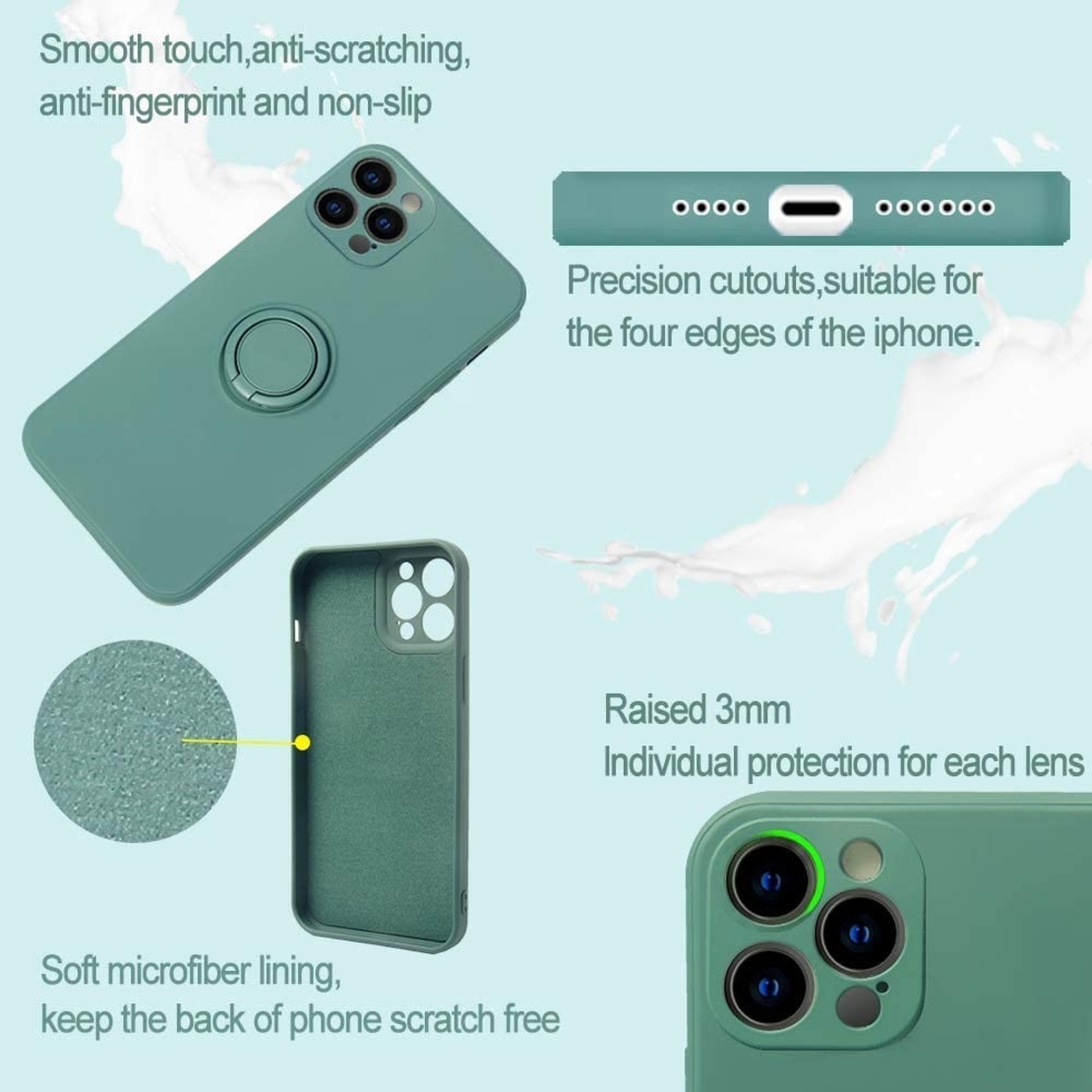 Husa protectie Vafy compatibila cu Huawei P30 Lite Liquid Silicone Ring cu suport rotativ Verde