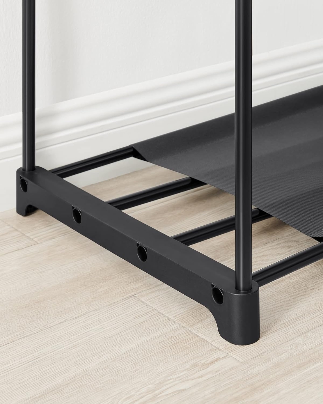 SONGMICS Dulap de haine portabil, cu 3 bare de agatat si rafturi, 138x43x182 cm, negru