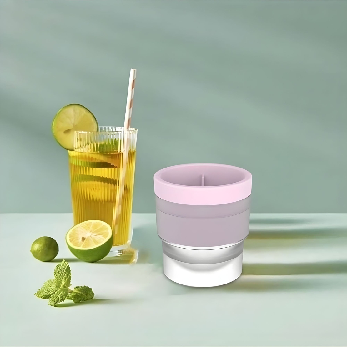 Forma pentru Gheata, Vafy, Sfera XL 6 cm, Silicon Alimentar Premium, Reutilizabila, Topire Lenta pentru Whiskey si Cocktail, Design Stackable, Roz