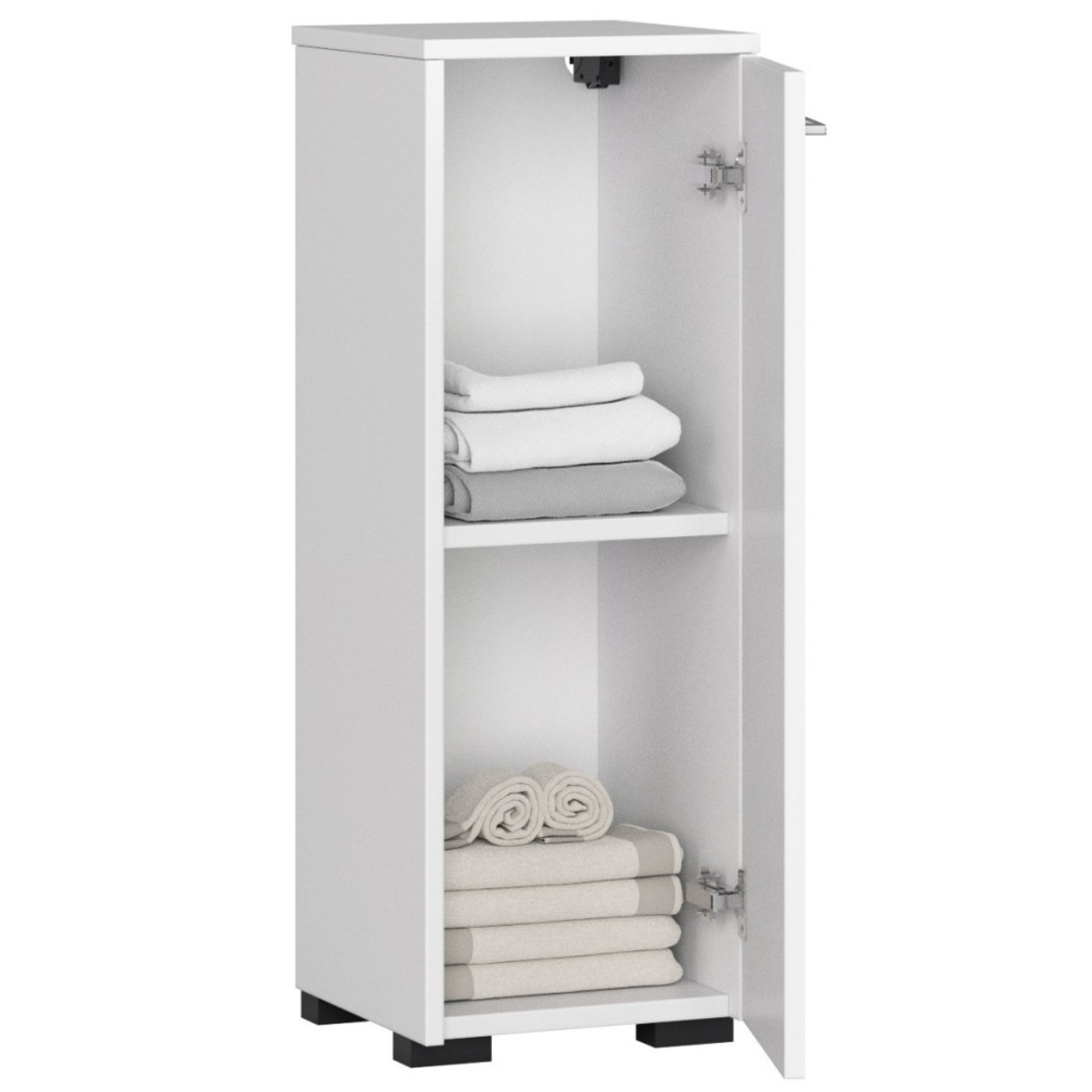 Dulap de baie tip baza, cu usa reversibila si raft interior, PAL 16 mm, 30x30x85 cm, alb