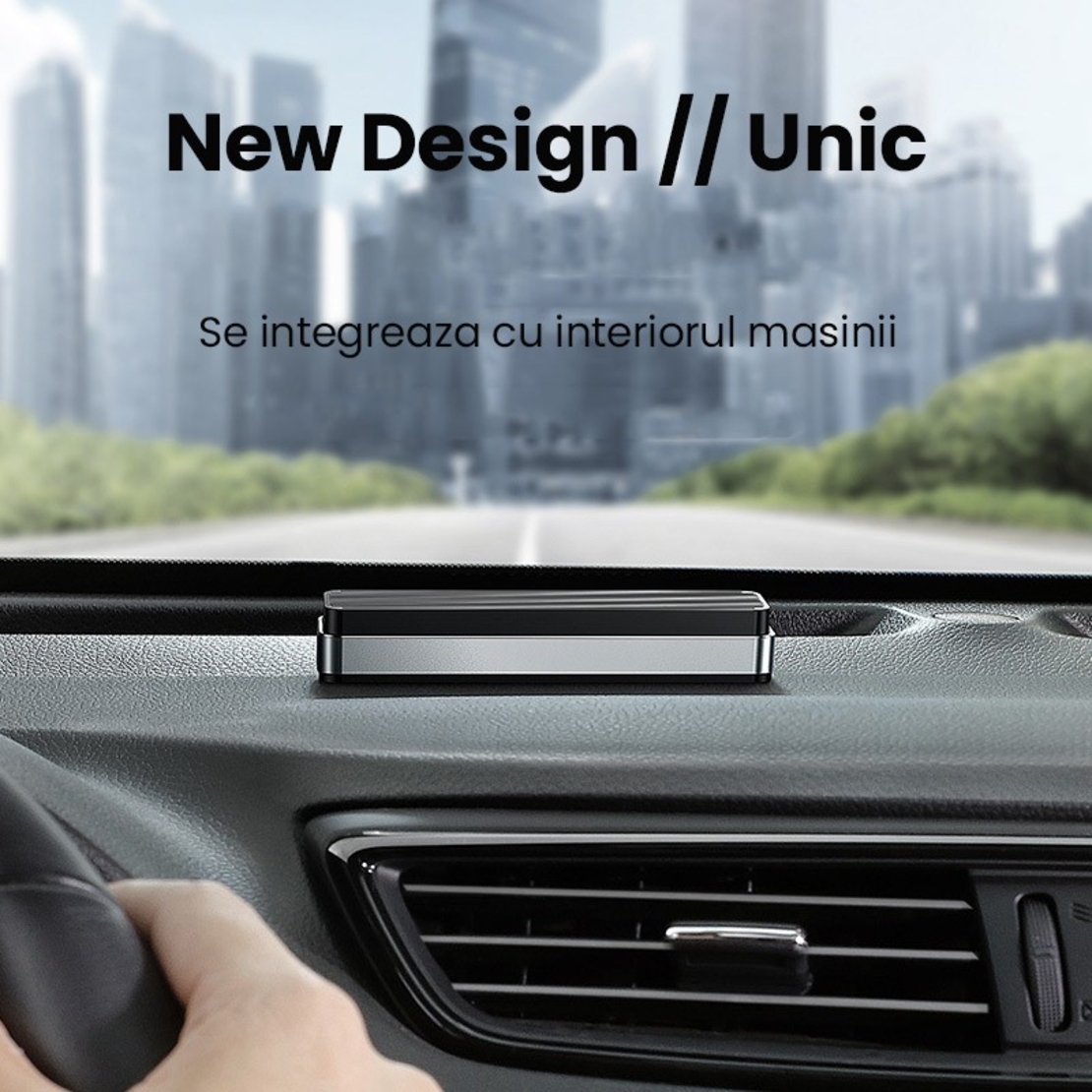 Suport Numar de Telefon pentru Parcare Auto, Flippy, Suport pentru Numarul de telefon, Pop-Up pentru Ascundere, Banda Adeziva Inclusa, 150 x 52 x 60 mm, Cifre Rosii, Space Gray