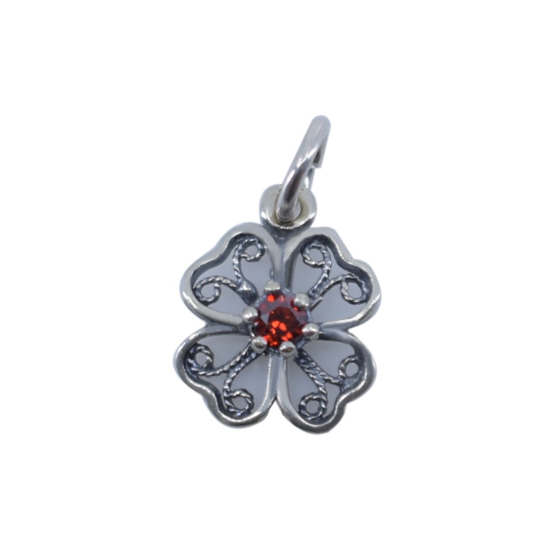 Pandantiv din Argint 925 Trifoi Filigran cu Piatra,0.98 g