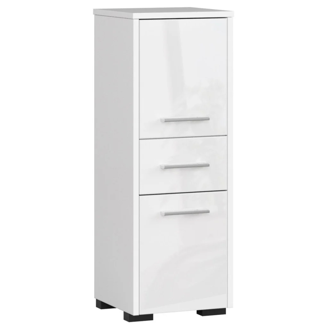 Dulap de baie tip baza, cu 2 usi si sertar, PAL 16 mm, 30x30x85 cm, alb lucios