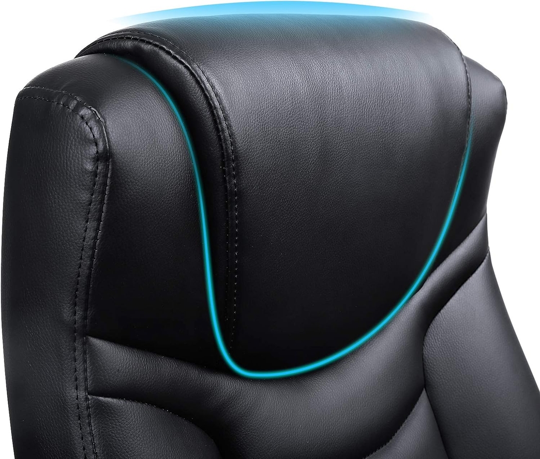 SONGMICS Scaun ergonomic de birou reglabil pe inaltime, piele ecologica, maxim 150 kg, 53x54x115 cm, negru