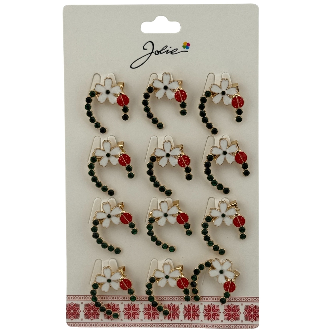 Set 12 Brose Martisor Primavara, Jolie, Model Potcoava cu Floare si Buburuza