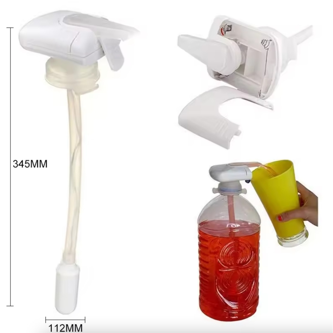 Dispenser Dozator Automat pentru Bauturi, Vafy, Dozator Electric Automat pentru Bidon de Apa, cu Baterii AA, 34 x 11 cm, Alb