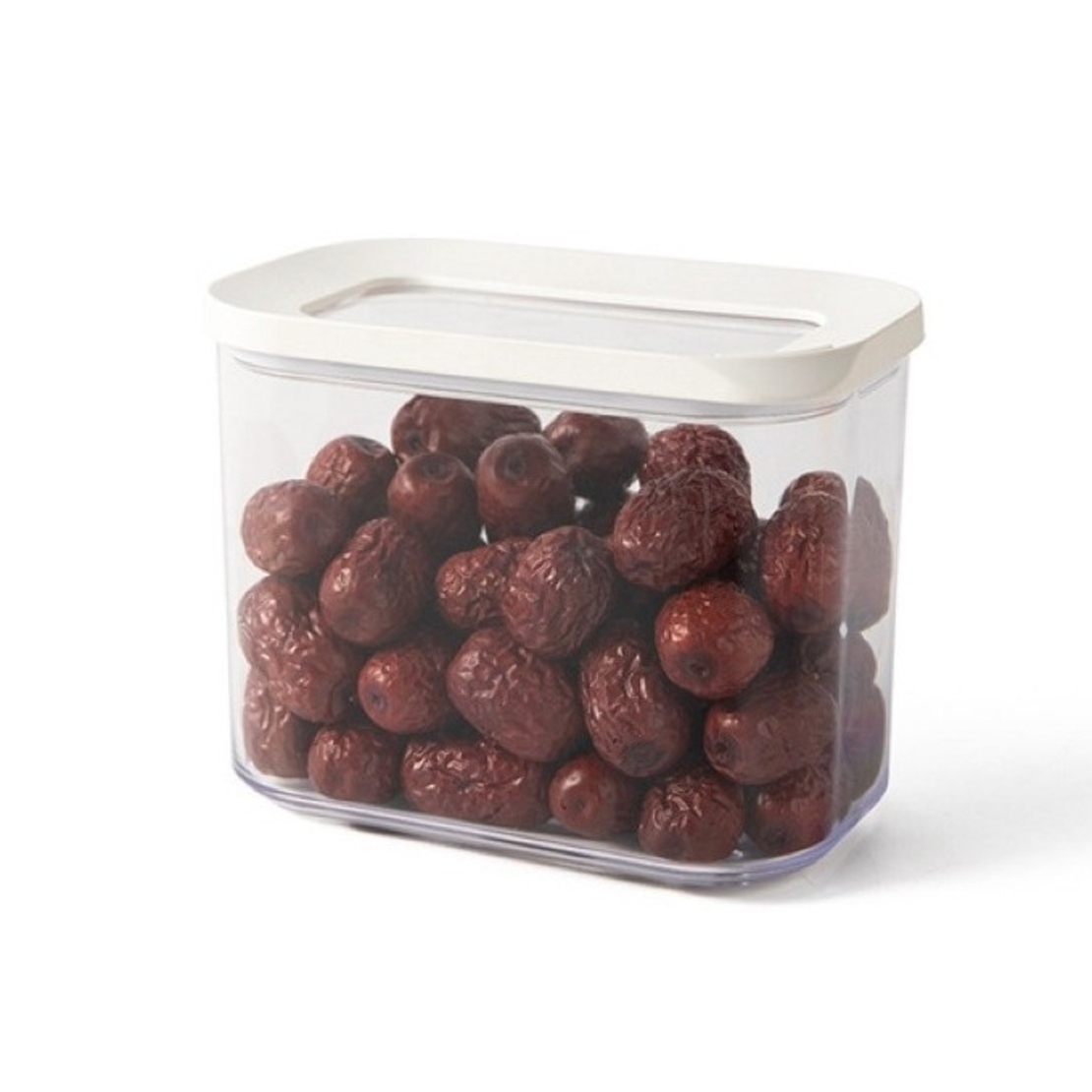 Set 5 Cutii de Depozitare Alimente, Flippy, Capac Alb, din ABS+Silicon, 23 x 15 x 27 cm, Transparent