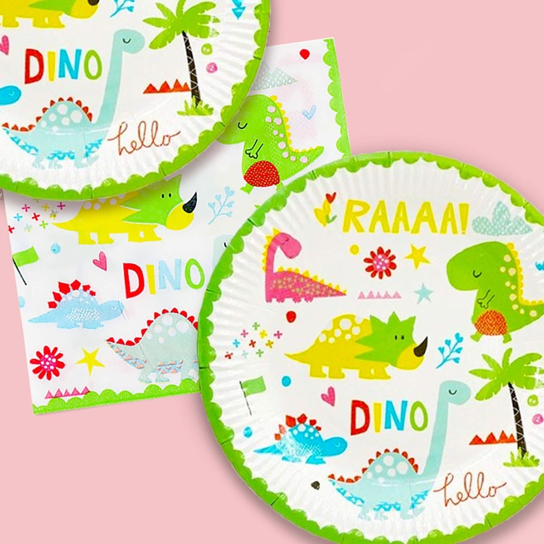 Set 10 Farfurii Petrecere, Flippy, Colectia Dino Park, 23 cm Diametru, din Carton, Multicolor