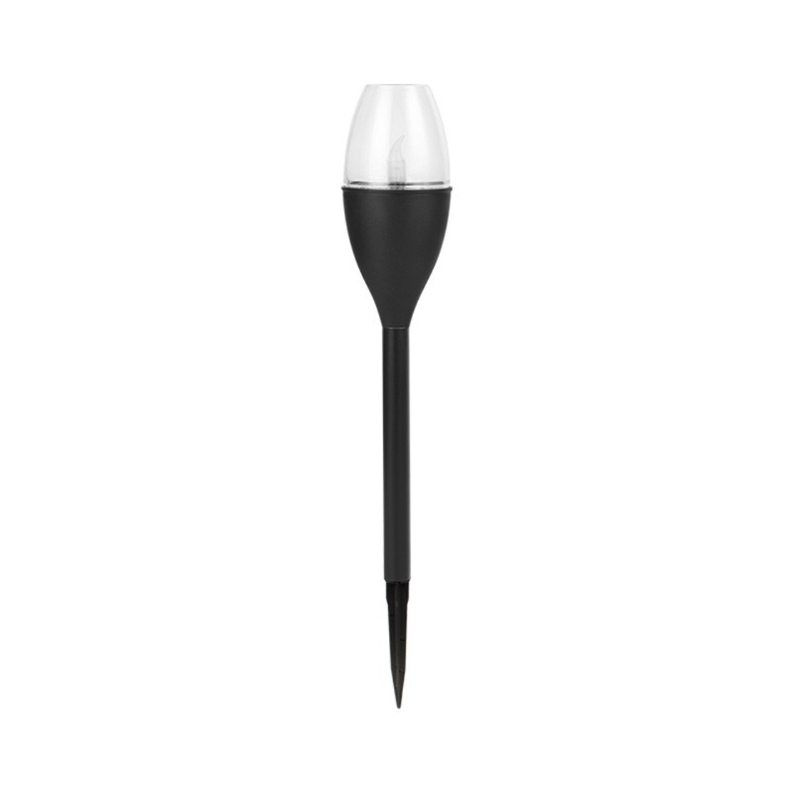 Lampa solara LED pentru gradina, Flippy, Set 10 Bucati, Tip Pahar de Vin, Inaltime 37.5 cm, efect de flacara, PVC si ABS, 2V, 200mAh, Lumina Multicolora, Negru