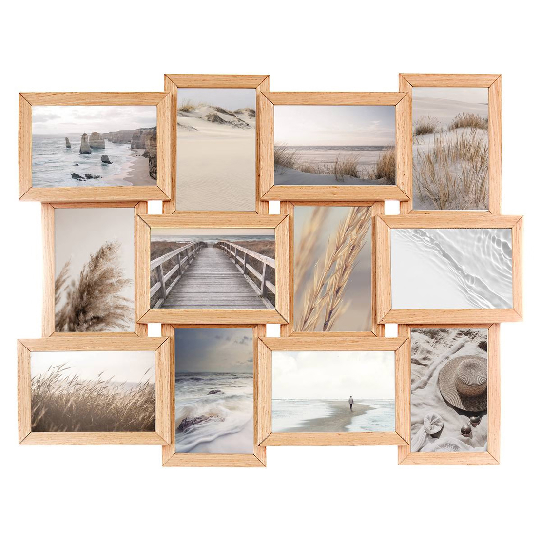 Rama foto multipla Atmosphera Mia pentru 12 fotografii 10x15 cm, MDF, 59x45 cm, natur