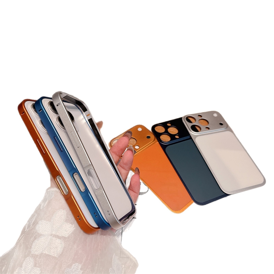 Carcasa Metalica, Vafy, Compatibila Apple iPhone 16 Pro, Creeaza Aspect de iPhone 17 Pro, Unibody Mat, Rezistenta la Zgarieturi, Albastru