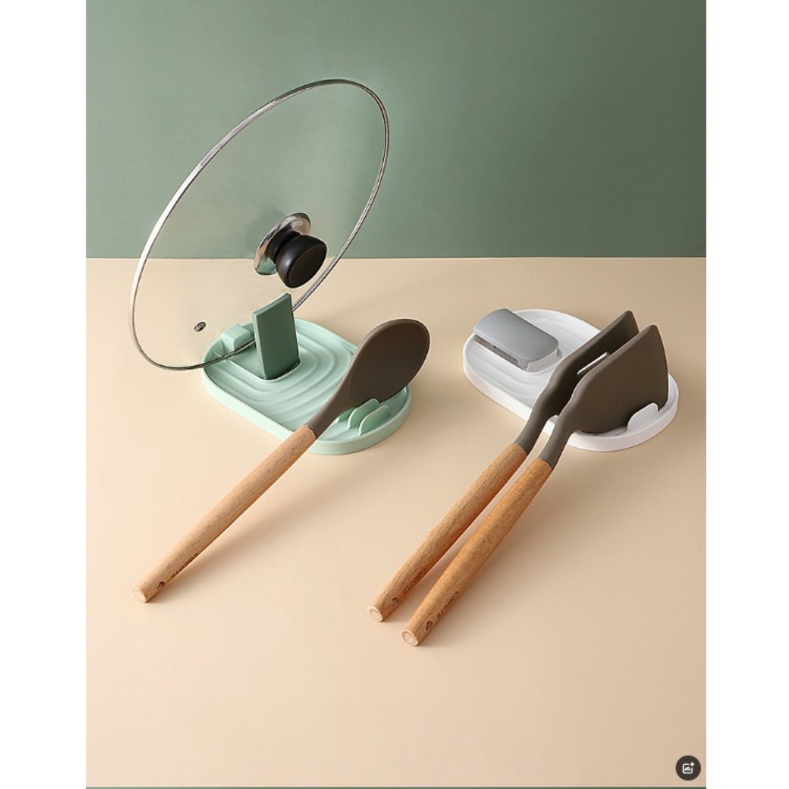 Suport Pliabil, Flippy, pentru Capace, Linguri, Multifunctional, Plasare pe Blatul de Bucatarie, 11.5 x 18 x 2.2 cm, Alb