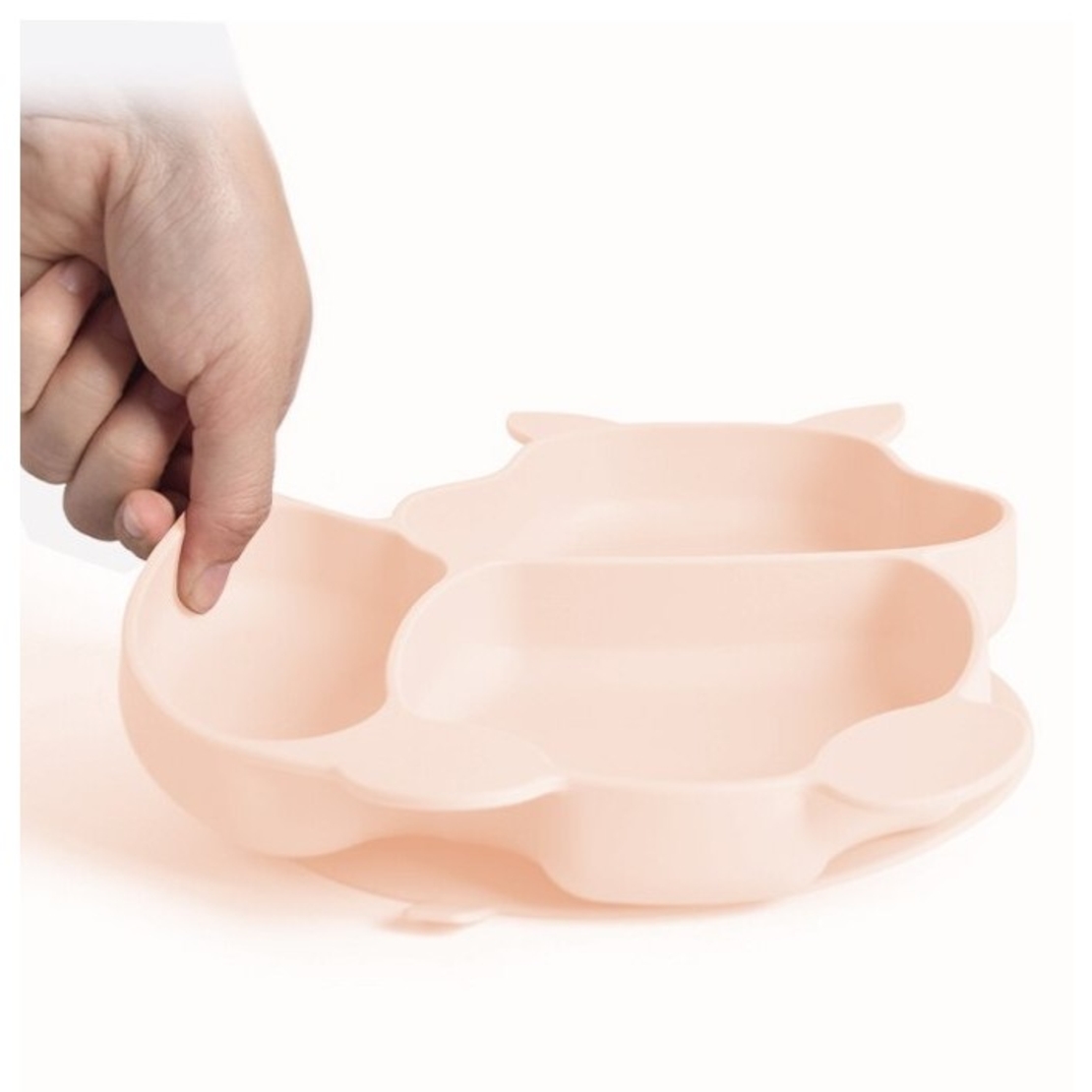 Set 10 piese diversificare bebelusi si copii din silicon Flippy, baveta, farfurie compartimentata cu ventuza, bol cu ventuza, tacamuri din lemn si