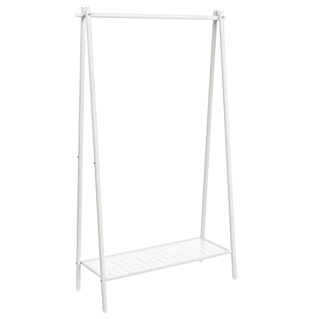 SONGMICS Suport haine cu bara si raft inferior, cadru metalic, 93x34x153 cm, alb