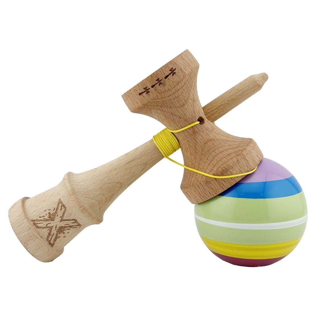 Kendama X SPECTRUM Originala, Profesionala, Flippy, Big Cups V2, Super Sticky Legendary Cupe Mari, Rulment Metalic cu Ata 55 cm, Multicolor