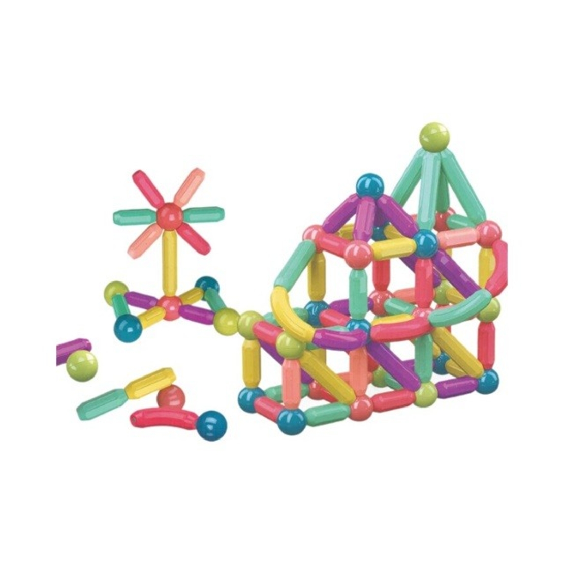 Set 36 de Piese Magnetice de Constructie, Flippy, Puzzle, Forme, 3 Ani, ABS, Magnet, 18x6x16 cm, Multicolor