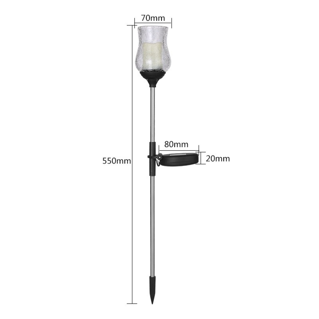 Lampa solara LED tip Lalea pentru gradina Flippy, inaltime 55 cm, material sticla si ABS, 2V, ABS, 600mAh, alb cald