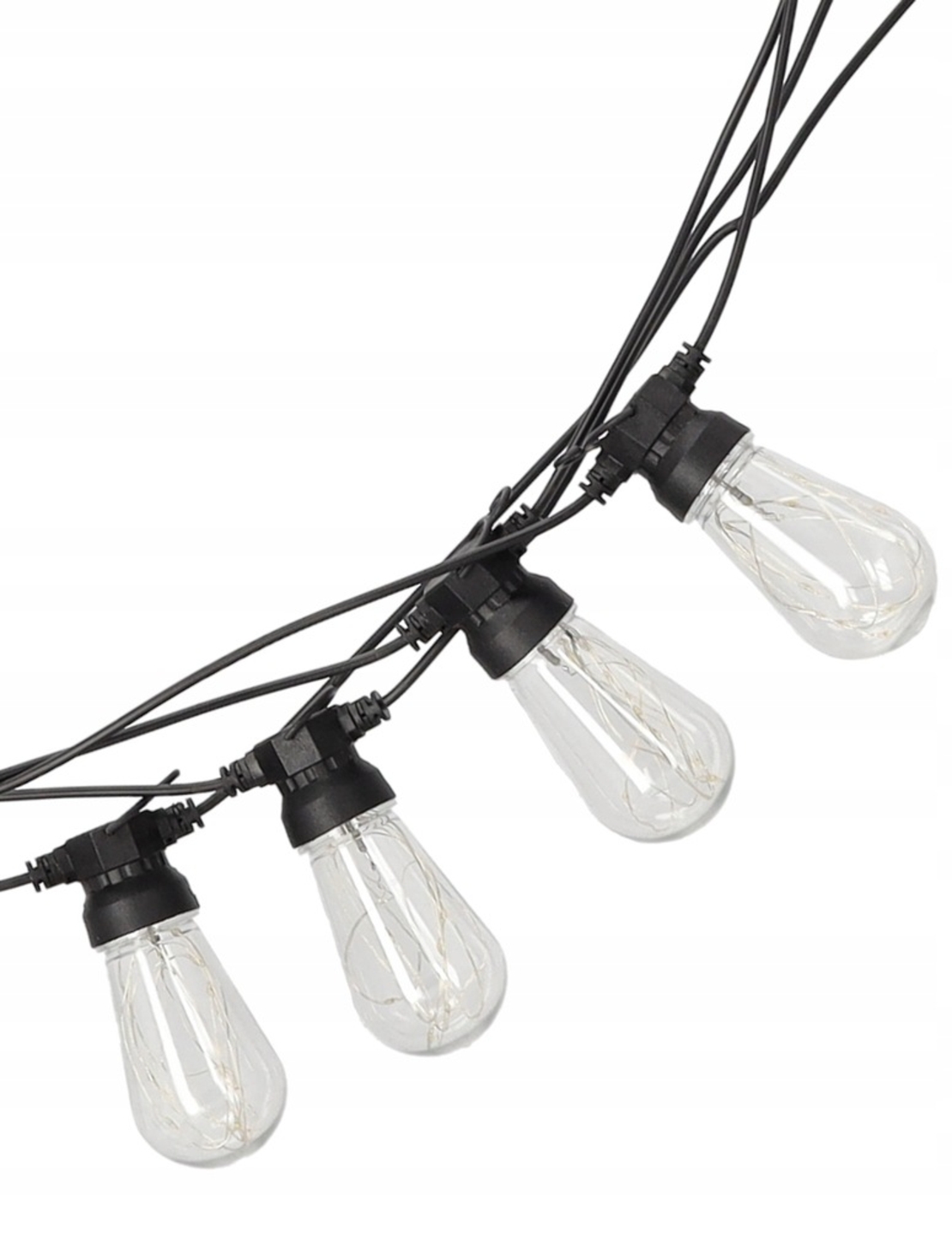 Ghirlanda luminoasa decorativa pentru exterior, alimentare la priza, 20 metri, 20 becuri LED cu iluminare calda 3000K, IP44