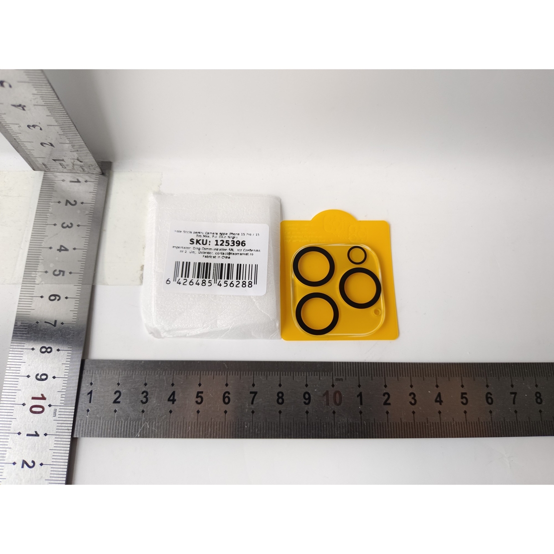 Folie Sticla pentru Camera, compatibila cu Apple iPhone 15 Pro / 15 Pro Max, Full Glue Negru