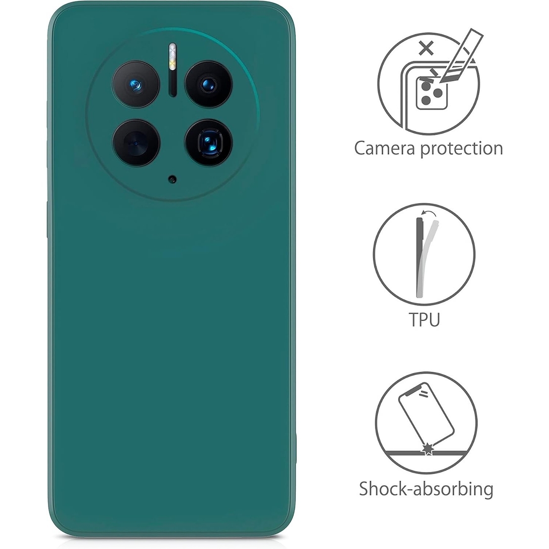 Husa de Protectie, Vafy, pentru Huawei Mate 50 Pro, Liquid Silicone, cu Microfibra pe Interior, Protectie Antisoc, Compatibil Incarcare Wireless, Verde