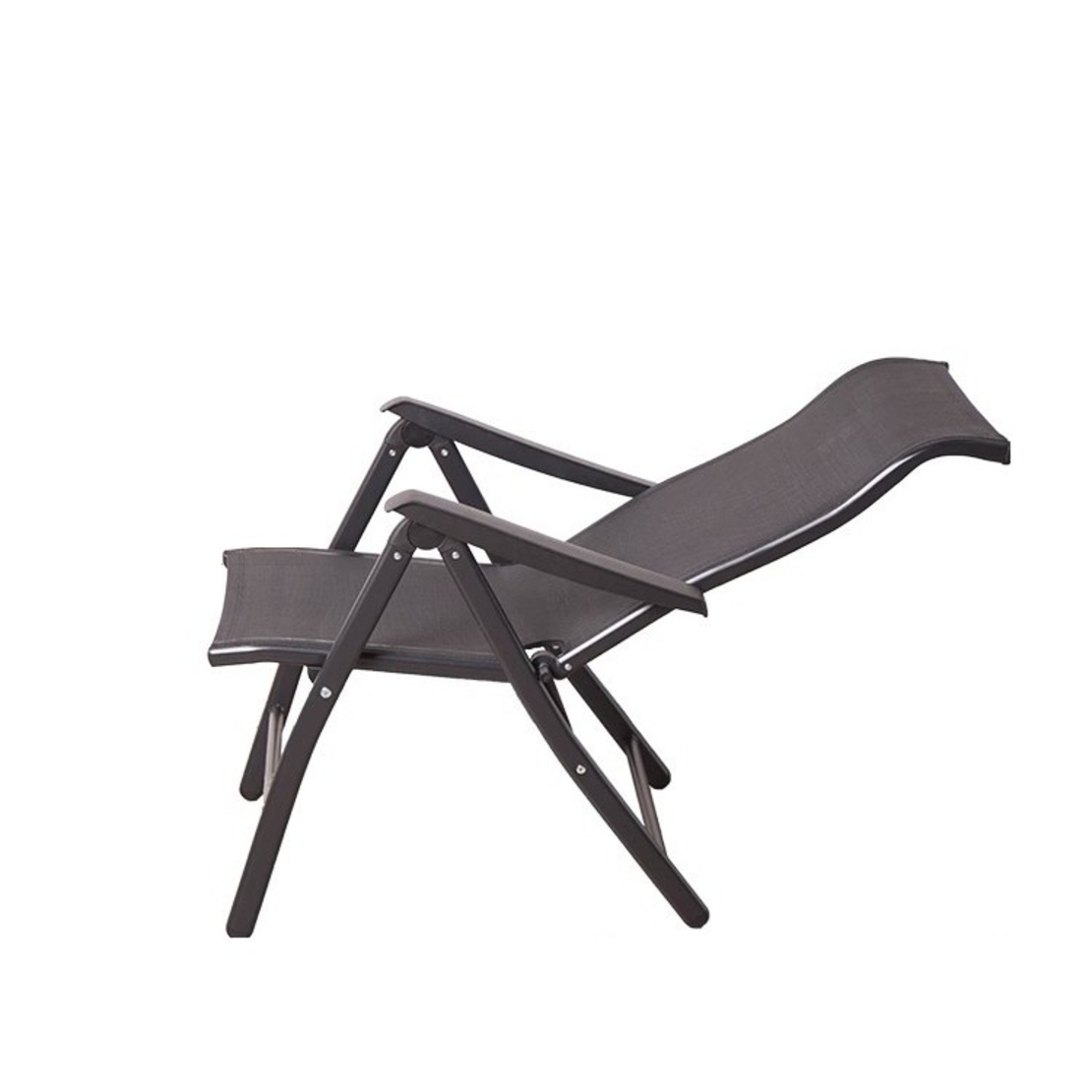 Scaun 2in1 de Gradina, Vafy, Sezlong, Suport Picioare, Pliabil, Cadru Metalic, Impermeabil, 47 x 110 x 46 cm, Negru