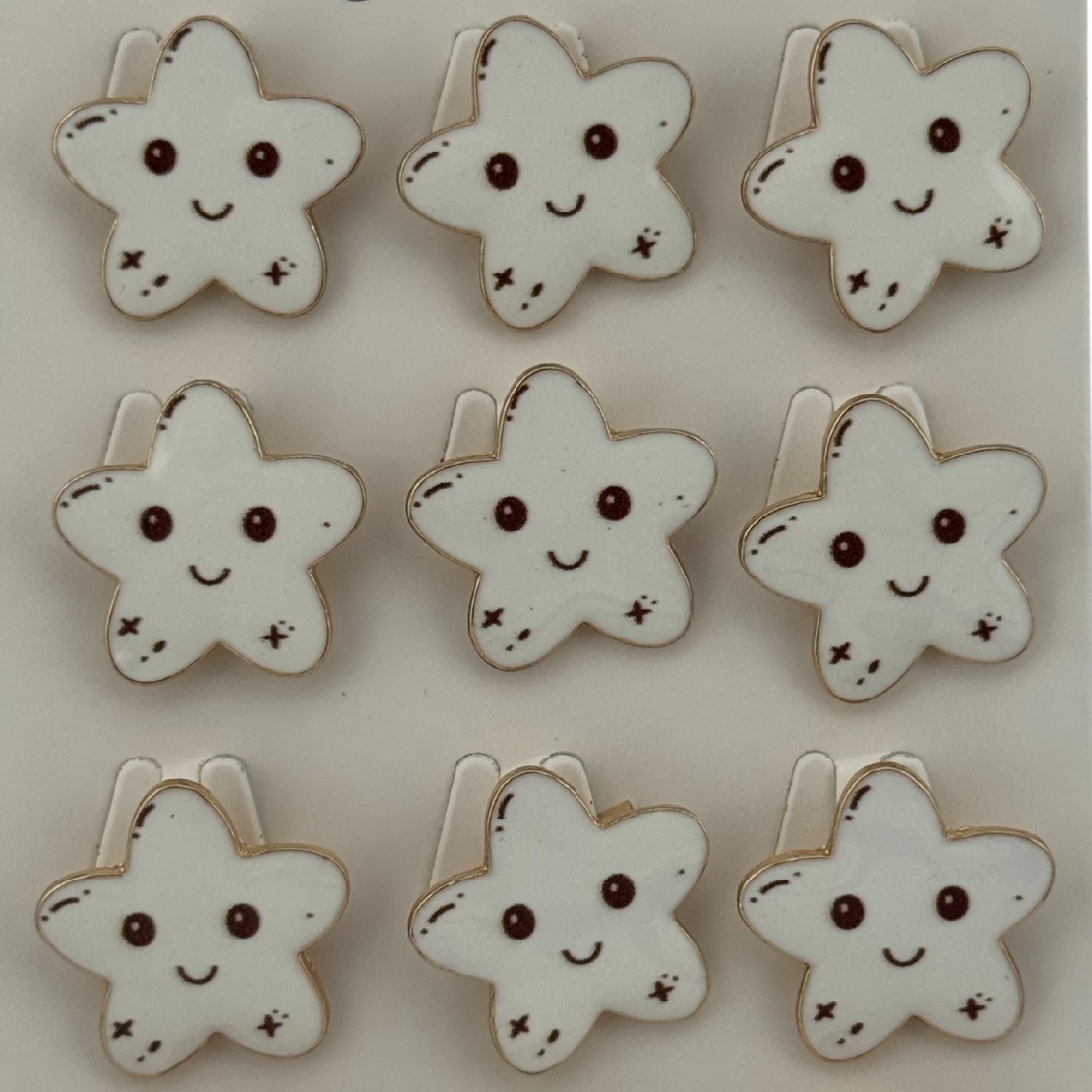 Set 12 Brose Martisor pentru Copii, Jolie, Model Stea care Zambeste, Alb