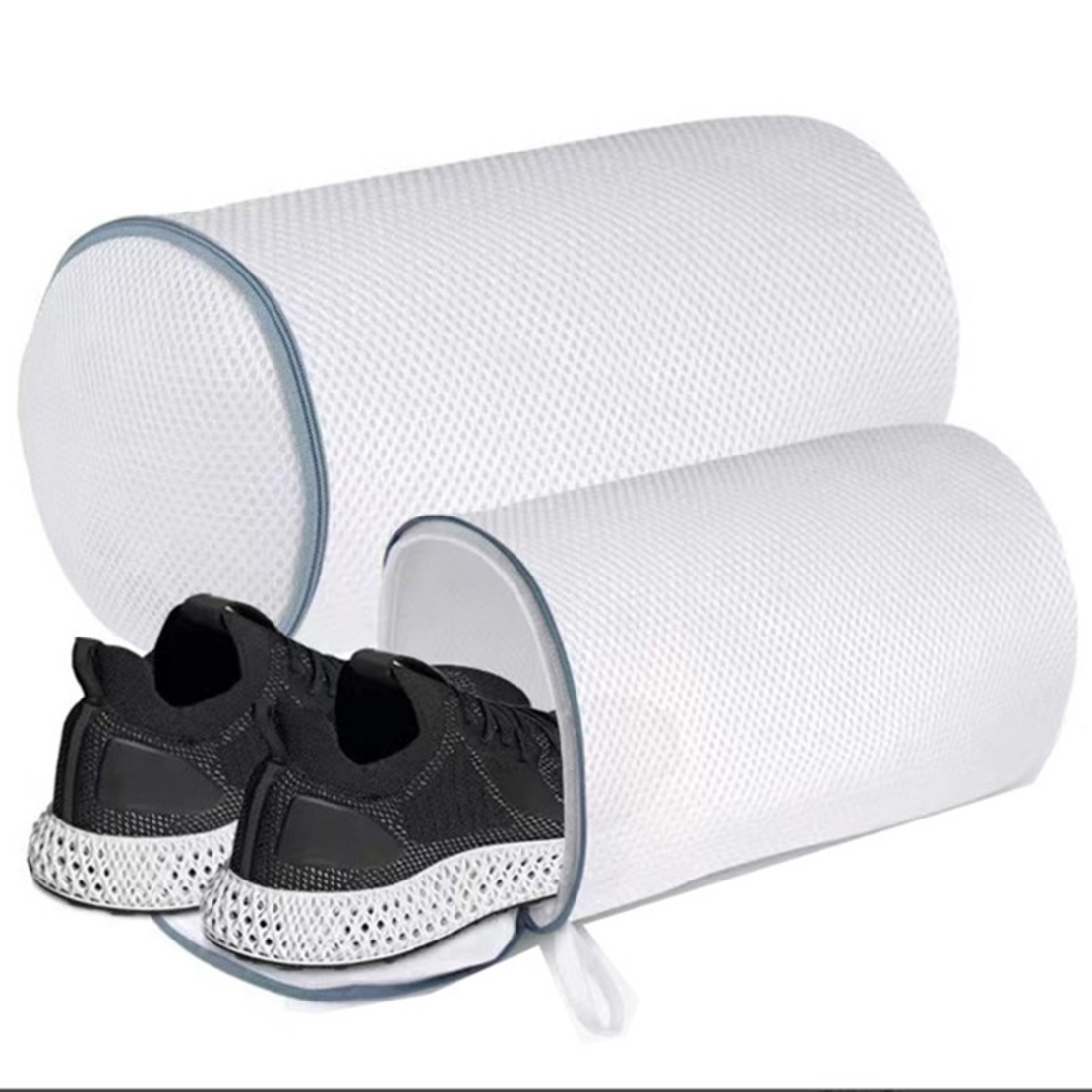 Sac Cilindric pentru Spalare Incaltaminte, Flippy, Dimensiuni Mari, pentru Masina de Spalat, 35x21x5 cm, Alb