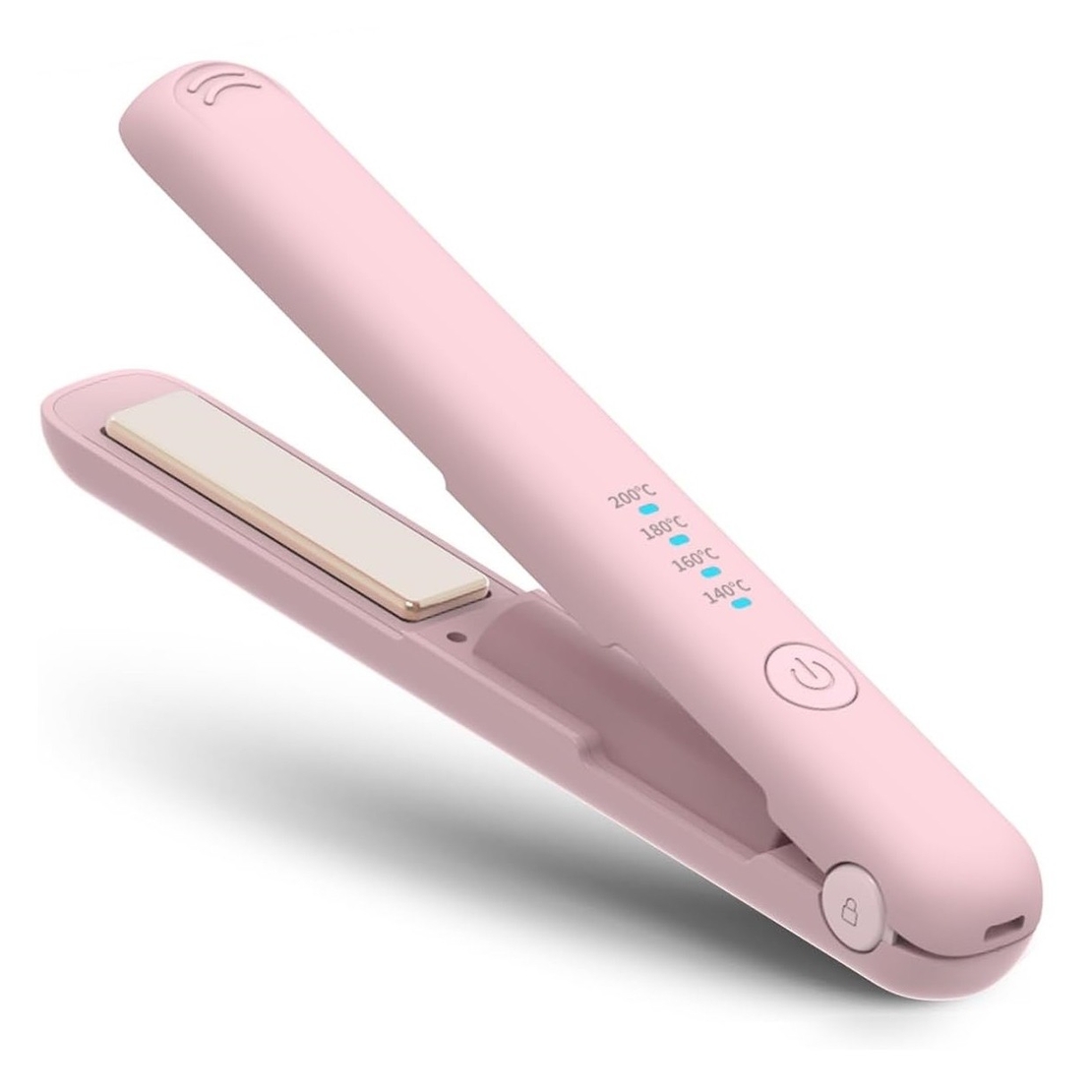 Placa de Par fara Fir, Vafy, Adaptor Tip C, Tensiune 5V, Capacitate Baterie 3000 mAh, Indreptat, Ondulat, 4 Trepte de Temperatura, 21.8 x 3.1 x 3.4.1 cm, Roz