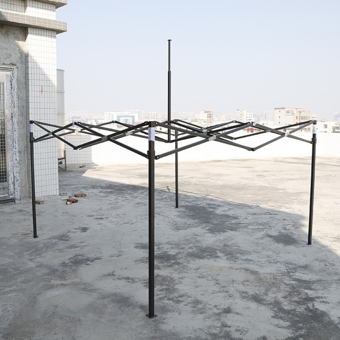 Cadru Metalic pentru Cort Pavilion, Vafy, Pliabil de tip Pavilion, Fara Prelata/Unelte, Deschidere Tip Armonica, 4.3 x 2.9 x 2.7 m, Negru
