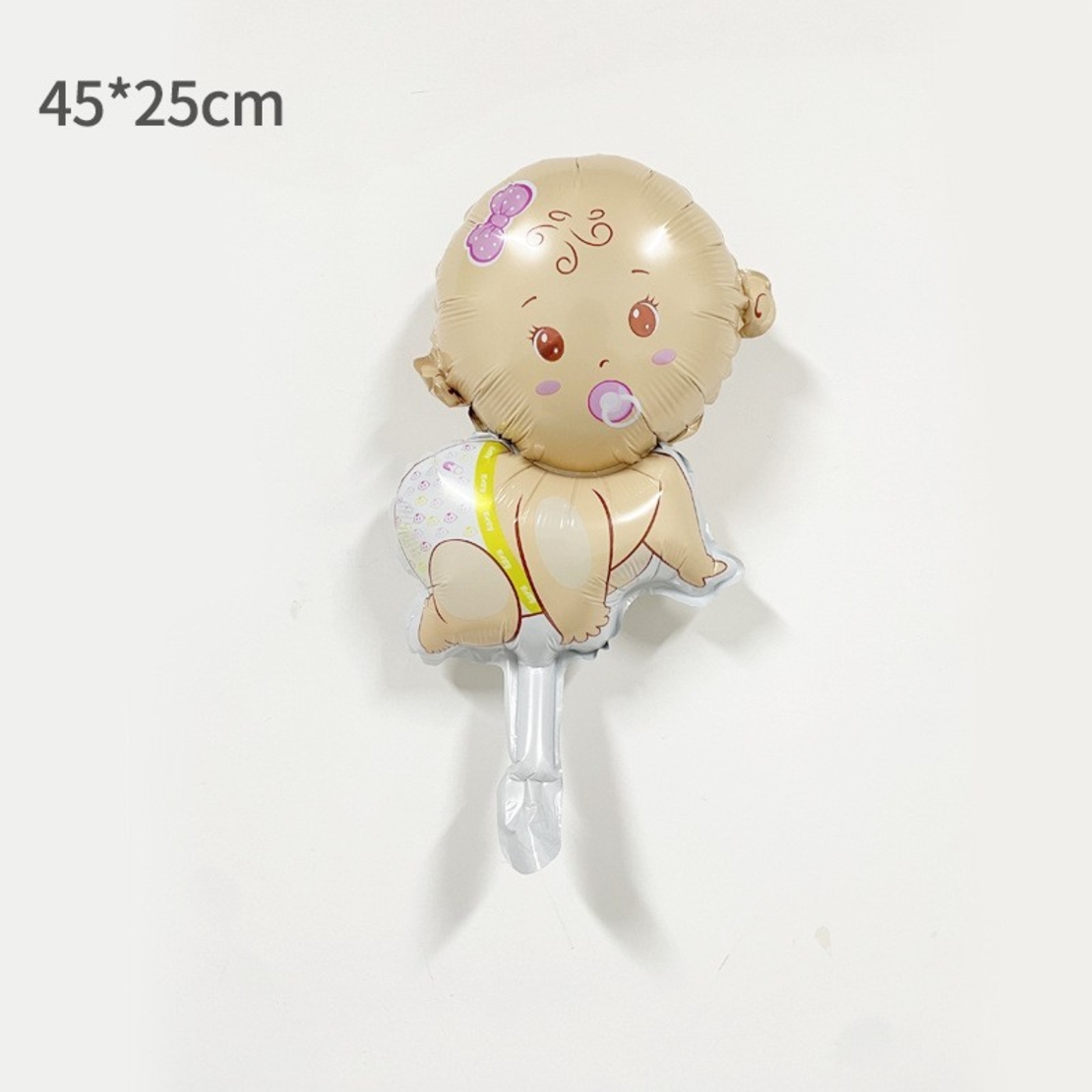 Balon din Folie Metalizata, Vafy, Mini Figurina, Model Bebelus Fetita, Tematica Gender Reveal, 45x25 cm, Ambalaj Individual, Pai Inclus, Umflare cu Aer sau Heliu, Multicolor