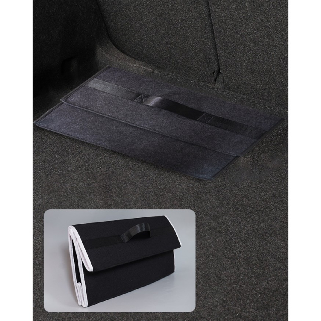 Organizator Portbagaj Auto Pliabil, Flippy, Cutie Depozitare Multifunctionala, Material Textil Non Woven, 50 x 17 x 24 cm, Negru