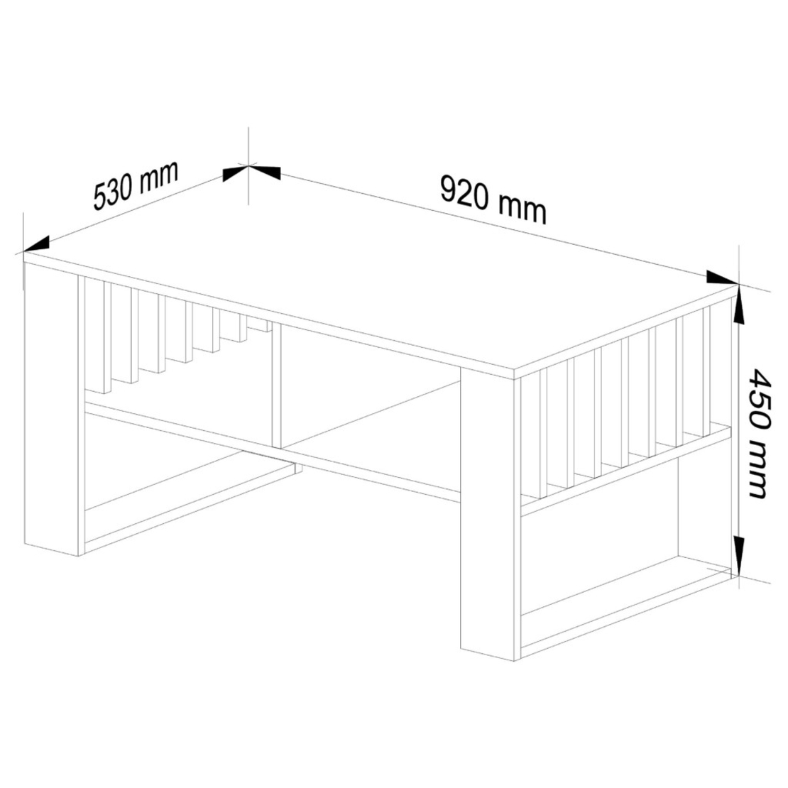Masuta cafea ROCKFORD, cu blat din PAL, 92x53x45 cm, stejar craft si negru
