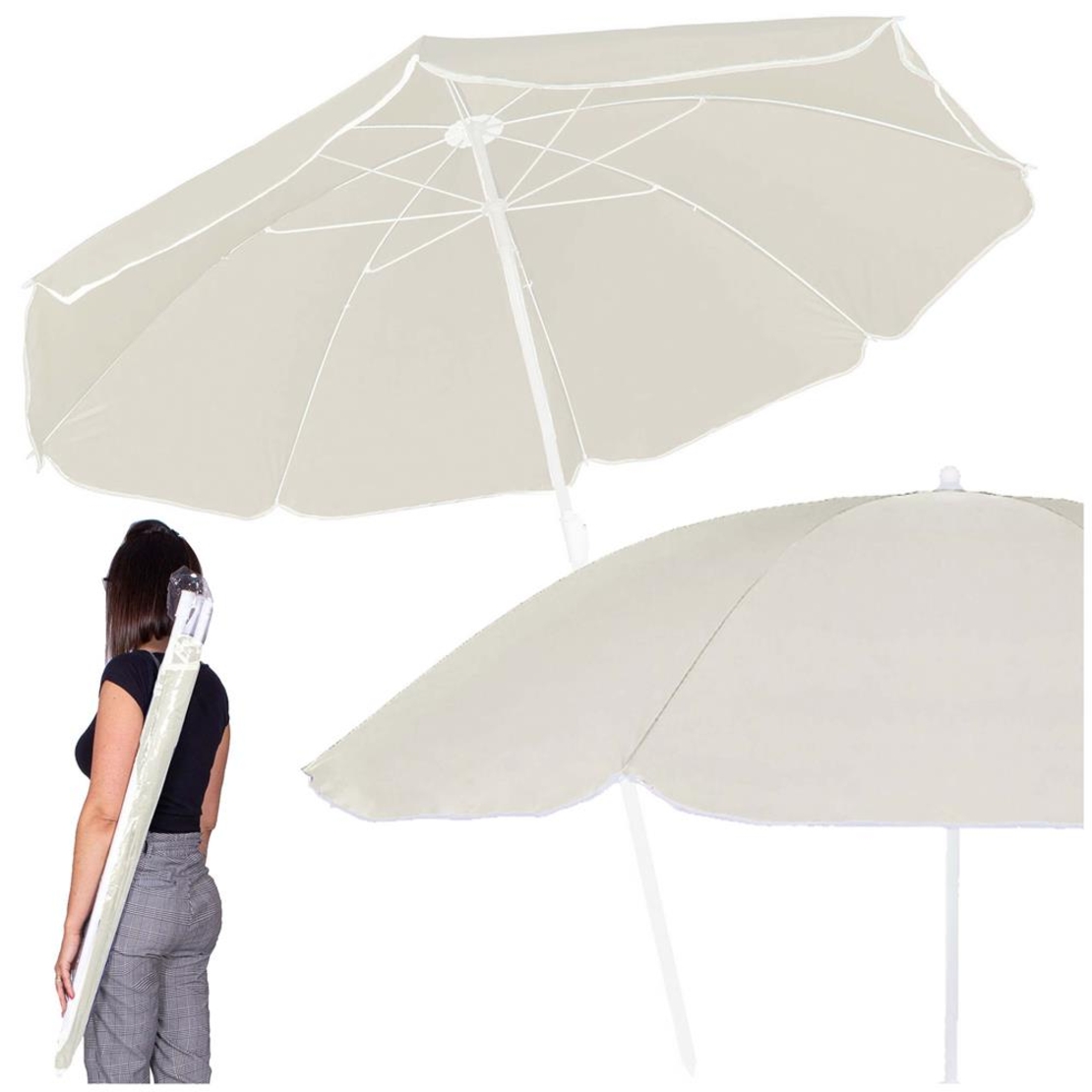 Umbrela de plaja pliabila cu inclinare reglabila, diametru 160 cm, bej