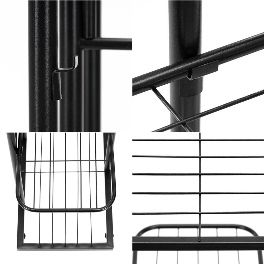 Suport pentru flori, metalic, cu 6 polite, structura verticala, 41x22x106 cm, negru