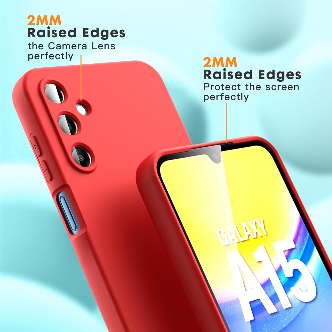 Husa de Protectie, Vafy, pentru Samsung Galaxy A15, Liquid Silicone, cu Microfibra pe Interior, Protectie Antisoc, Compatibil Incarcare Wireless, Rosu