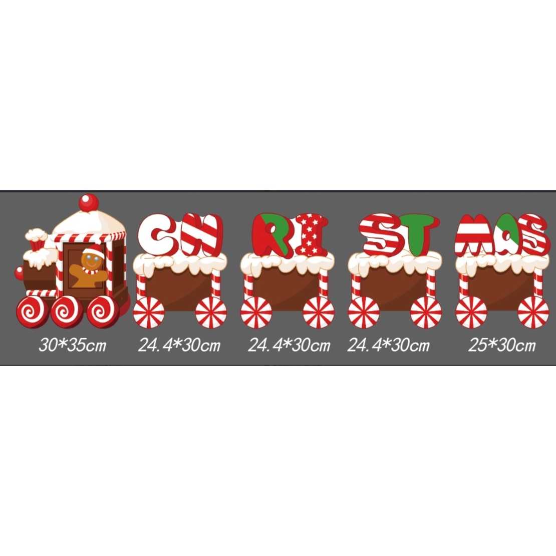 Decoratiune de Craciun, Flippy, pentru Gradina, Tip Trenulet, 5 Figurine + Bete de Infipt in Pamant, din Plastic, Impermeabil, Model Tren Christmas, Multicolor