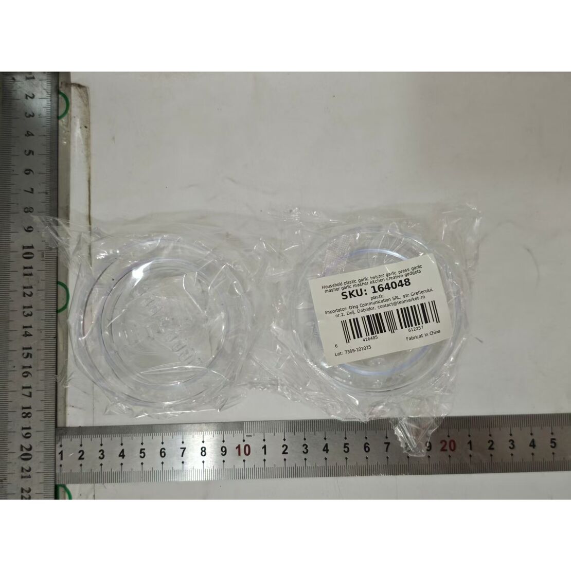Zdrobitor de Usturoi, Vafy, Multifunctional, din Plastic, Prin Rasucire, 4 x 7.5 cm, Transparent