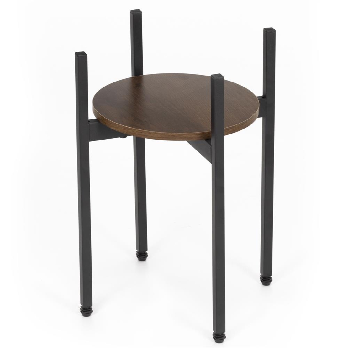 Suport metalic pentru floare, cu polita rotunda din MDF, 32x32x43 cm, negru