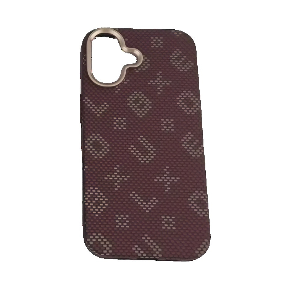 Carcasa Magnetica, Vafy, Compatibila Apple iPhone 17, din Fibra de Carbon, Litere Fosforescente, Maro