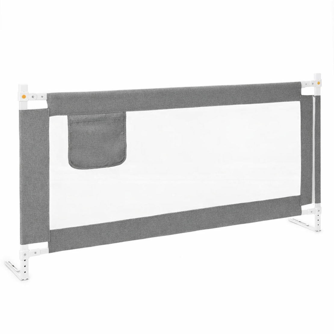Bariera de siguranta pentru pat, protectie copii, 196 cm, reglabila pe inaltime 75-95 cm, gri