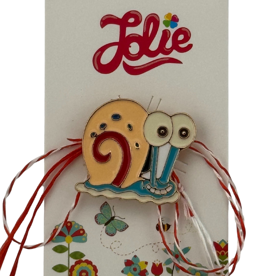 Martisor pentru copii, Jolie, Material Metal, Ambalaj Carton cu Design, Dimensiune Brosa Aproximativ 2x2 cm, Multicolor, Model Melc