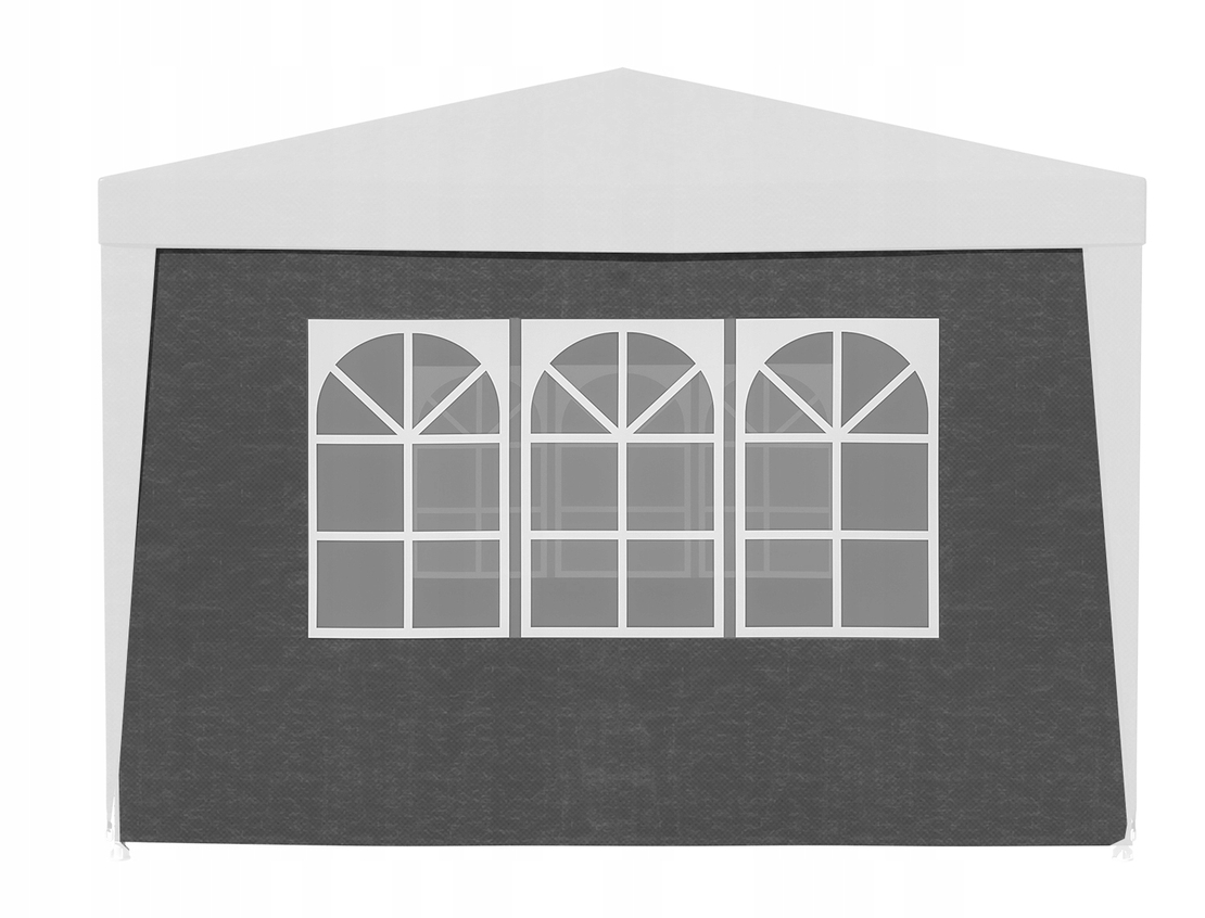 Pereti laterali pavilion 295x195 cm, set 4 bucati, cu ferestre si usa, PE impermeabil, gri